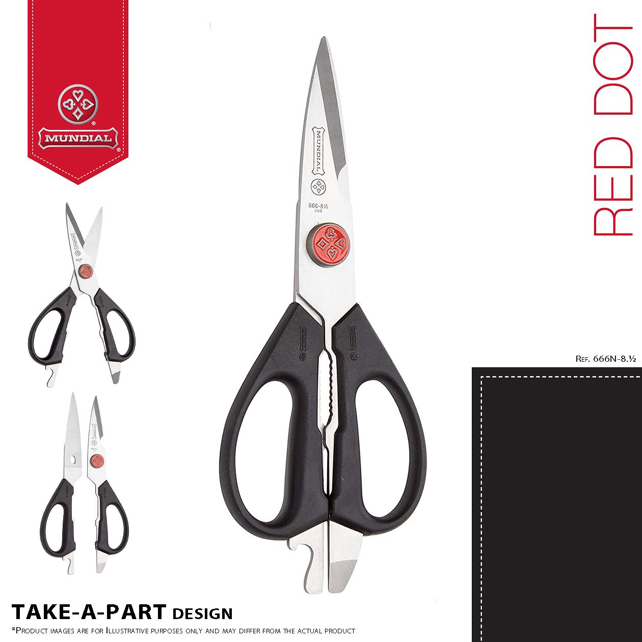 Mundial Red Dot All-Purpose Kitchen Scissors